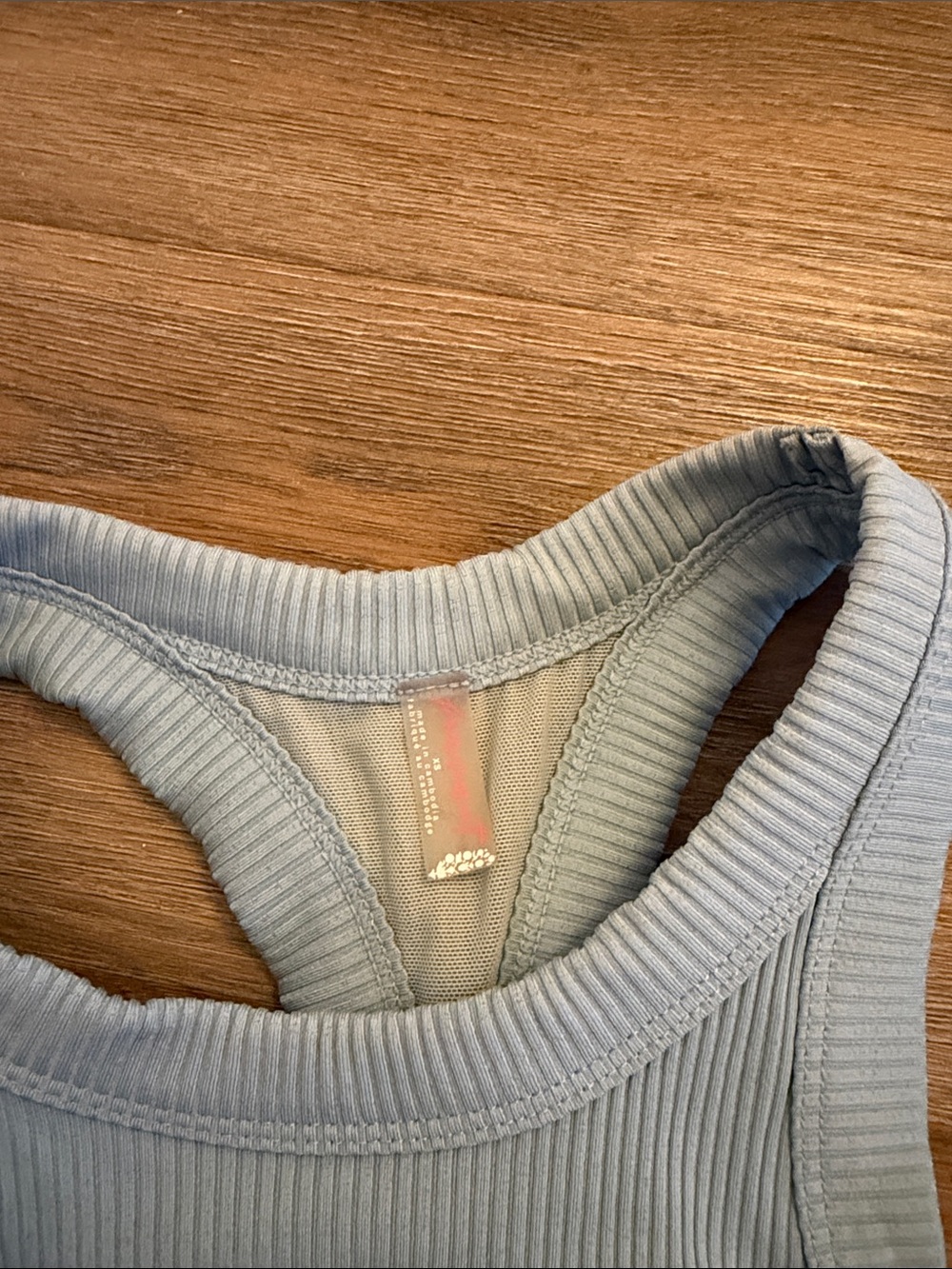 Light Blue Ribbed Racerback Crop Top - Picture 2 of 3